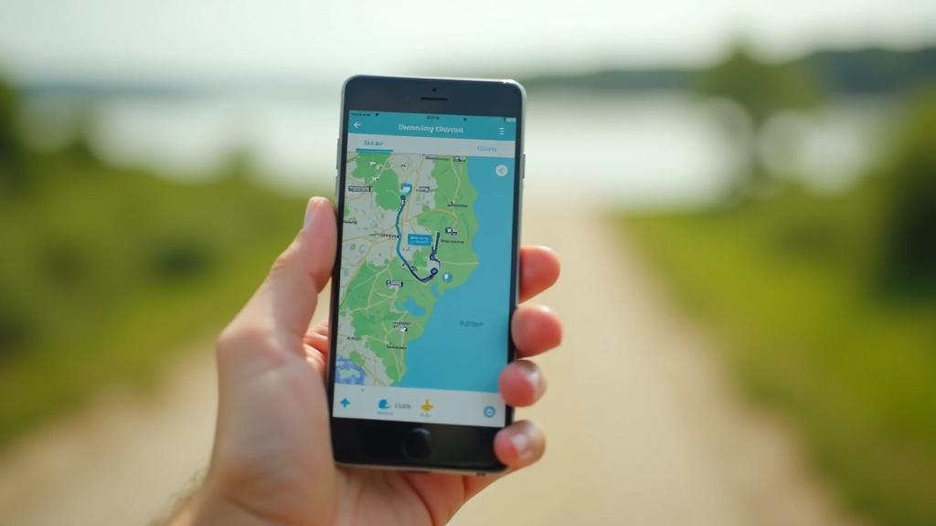 Mobilusis telefonas su velosiped žemėlapiu ir šaltinio programos, kelionės planavimas